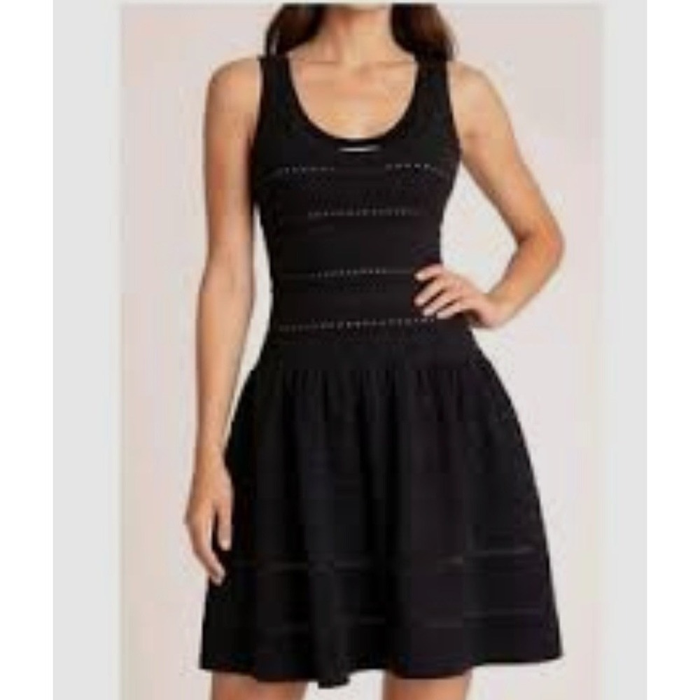 J. Crew Black Pointelle Knit Sleeveless Drop Waist Fit and Flare Dress XL